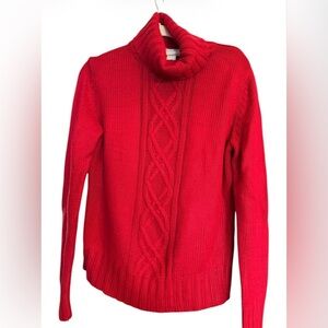 Loft Dark Red Cable Knit Turtleneck Sweater NWOT